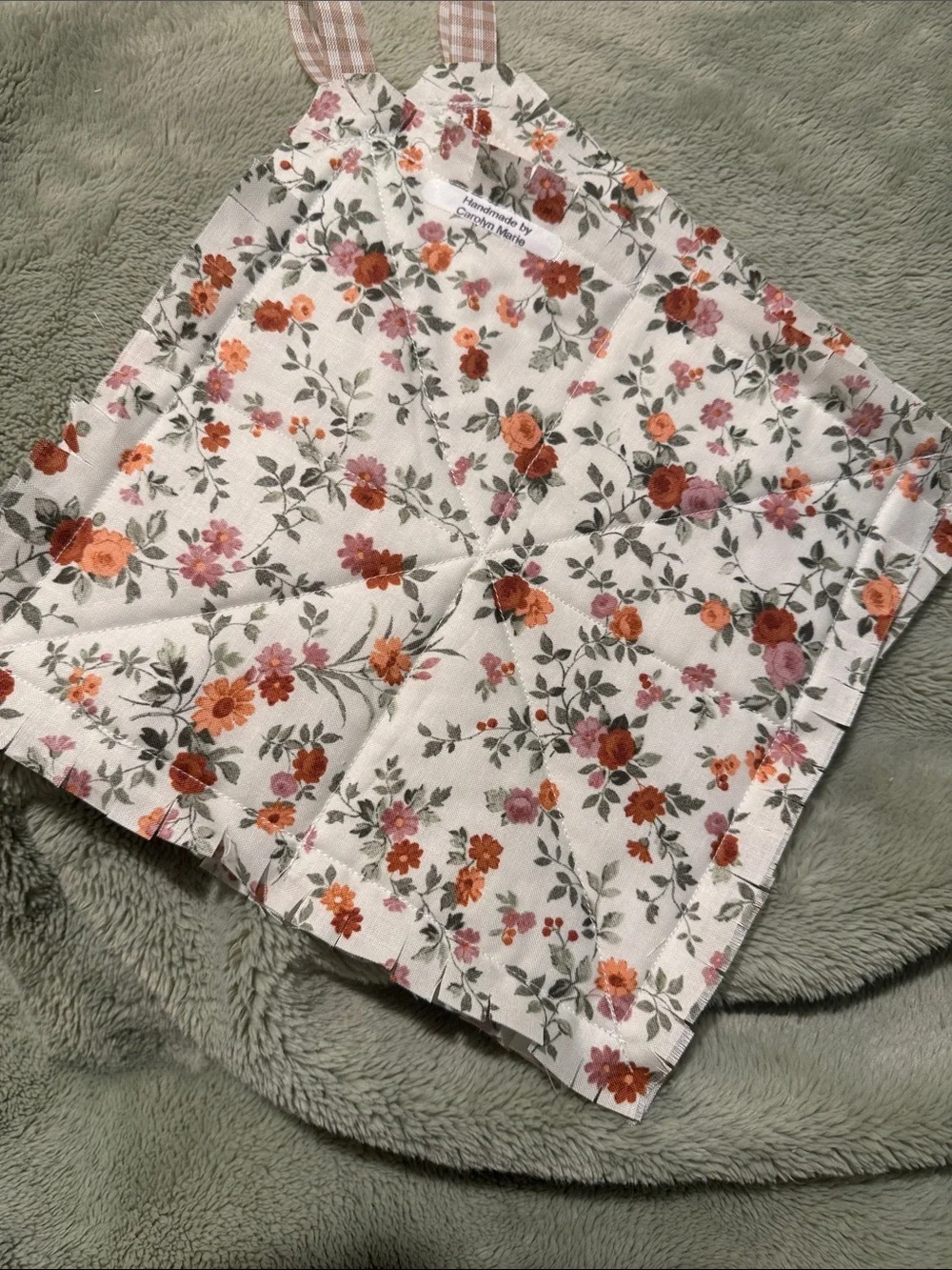 NEW Two Floral Raggy Quilted Cotton Potholders